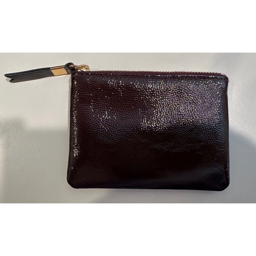 Madewell Burgundy Patent Leather Small Zip Wallet Card Case Travel Pouch